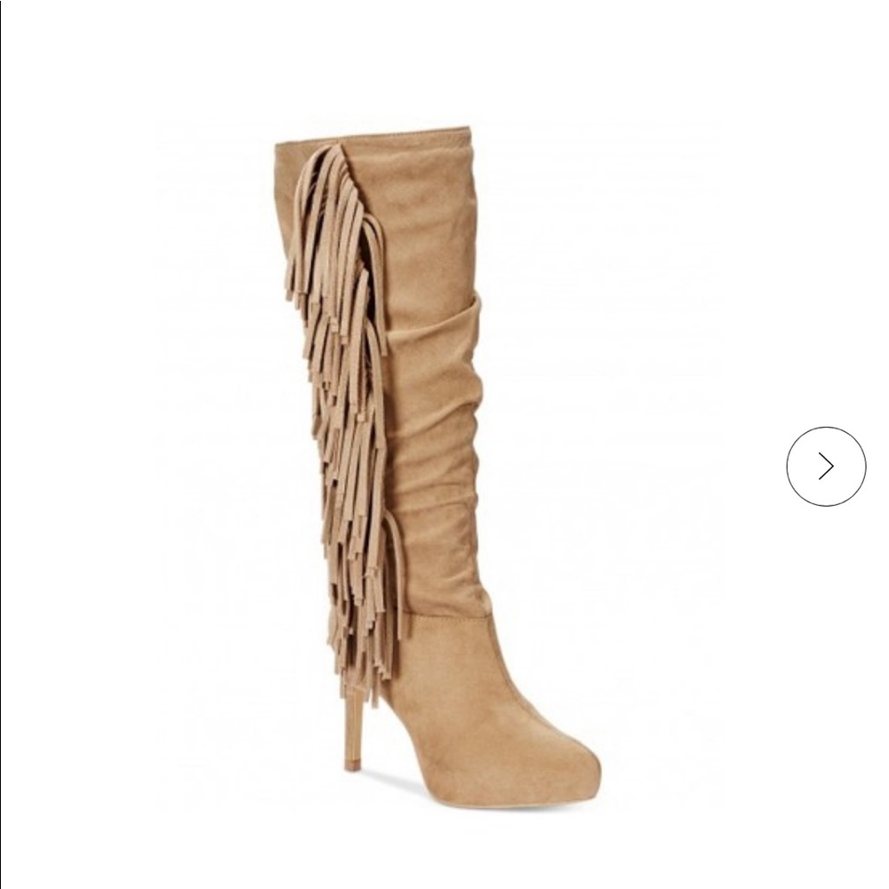 Thalia Sodi Alma Microsuede Fringe Boots, Light Brown